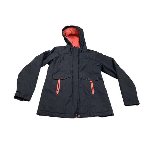 Magellan Outdoors Girls Large Black & Coral Hooded Jacket Winter Coat - Picture 1 of 11